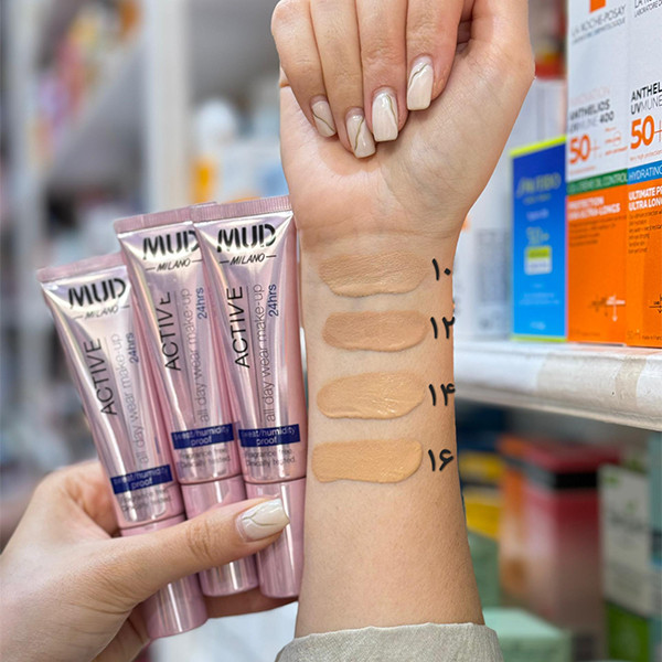 کرم پودر اکتیو مود میلانوشماره14 Mud Milano Active Foundation 24hrs