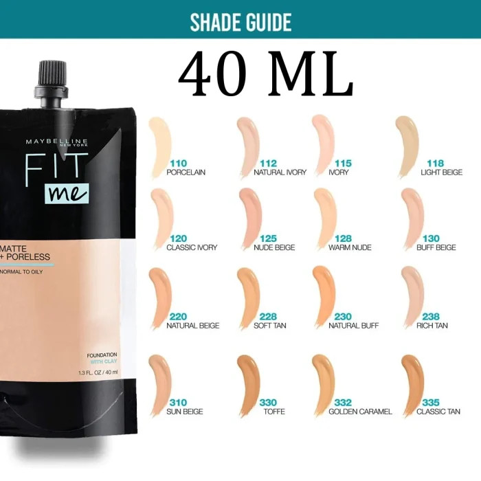 کرم پودر میبلین مدل Maybellin fit me شماره 124حجم 40 میلی لیتر